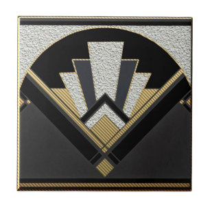 Art Deco Style Ceramic (Silver/gray ) Tile