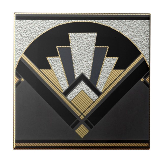 Art Deco Style Ceramic (Silver/gray ) Tile (Front)