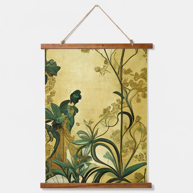Art Deco Style Chinoiserie Botanicals Print Hanging Tapestry (Front)