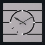 Art Deco style clock<br><div class="desc">A very modern looking square clock in gray with black lines in the Art Deco style.</div>