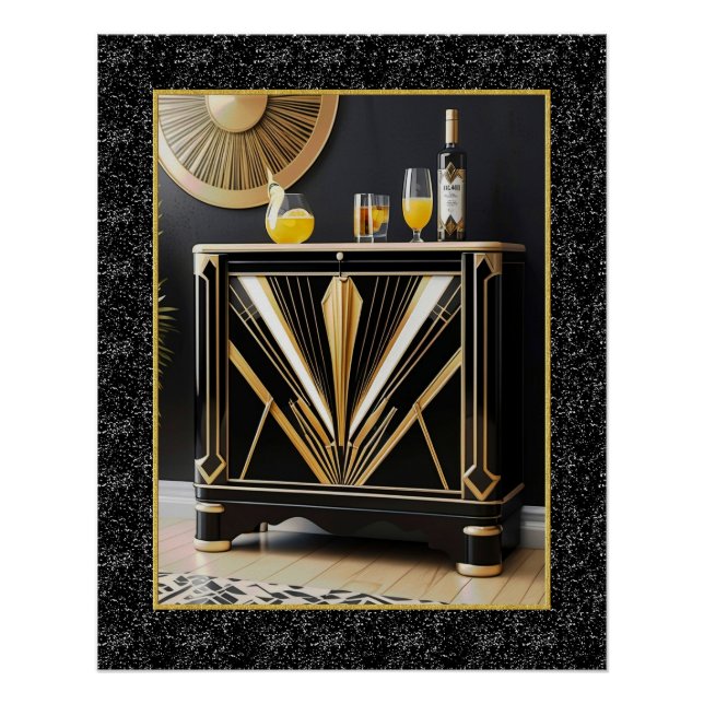 Art Deco Style Cocktail Cabinet Poster. Poster (Front)