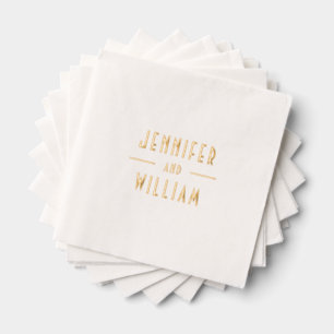 Art Deco Style Couple'S Name Foil Napkins