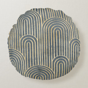 Art Deco style design luxury geometric seamless pa Round Pillow