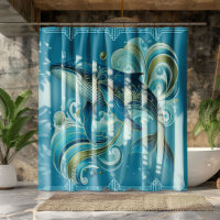 Art Deco Style Dolphin Illustration