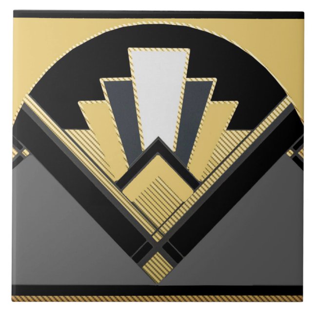 Art Deco Style Fan (Yellow) Tile (Front)