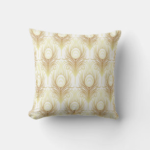 Art deco style geometric seamless pattern in black throw pillow