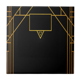 Art deco style pattern in classic black and gold tile