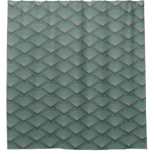 Art Deco style pattern in teal blue color