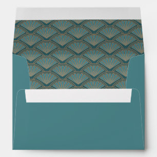 Art Deco style pattern in teal blue color Envelope