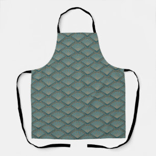 Art Deco style pattern in teal blue colour Apron