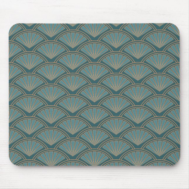 Art Deco style pattern in teal blue colour Mouse Pad (Front)