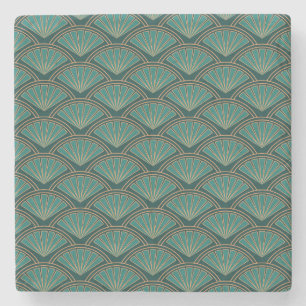 Art Deco style pattern in teal green color Stone Coaster