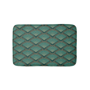 Art Deco style pattern in teal green colour Bath Mat