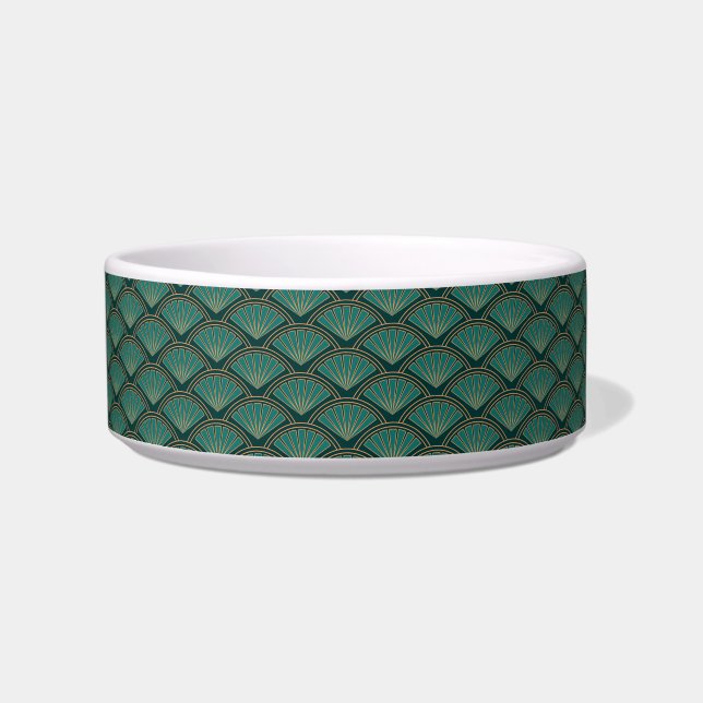 Art Deco style pattern in teal green colour Bowl (Front)