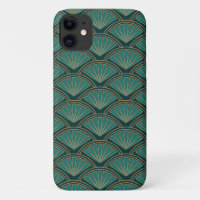 Art Deco style pattern in teal green colour