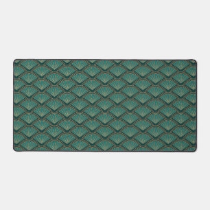 Art Deco style pattern in teal green colour Desk Mat