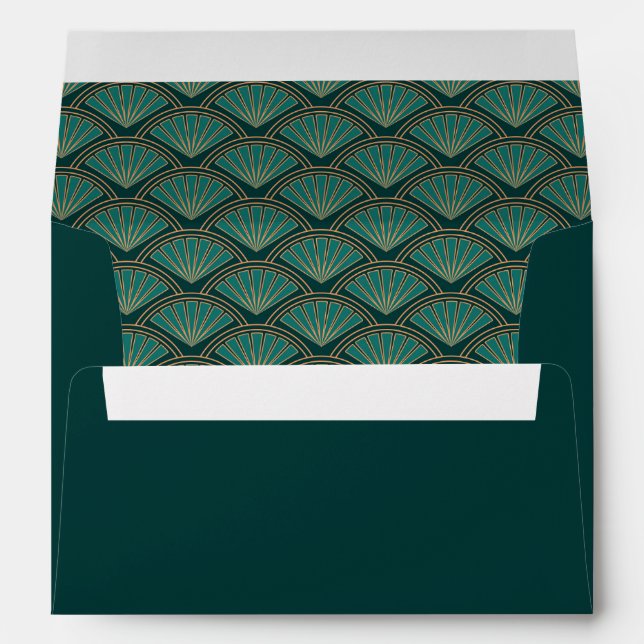 Art Deco style pattern in teal green colour Envelope (Back (Bottom))