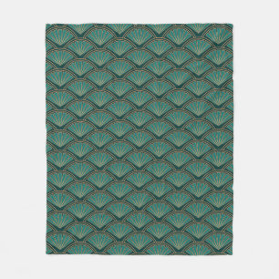Art Deco style pattern in teal green colour Fleece Blanket