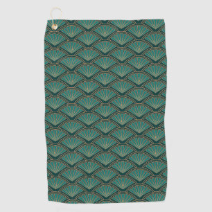 Art Deco style pattern in teal green colour Golf Towel