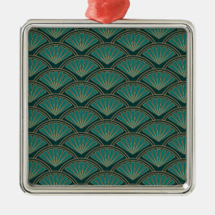 Art Deco style pattern in teal green colour Metal Ornament