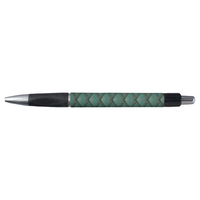 Art Deco style pattern in teal green colour Pen (Front)