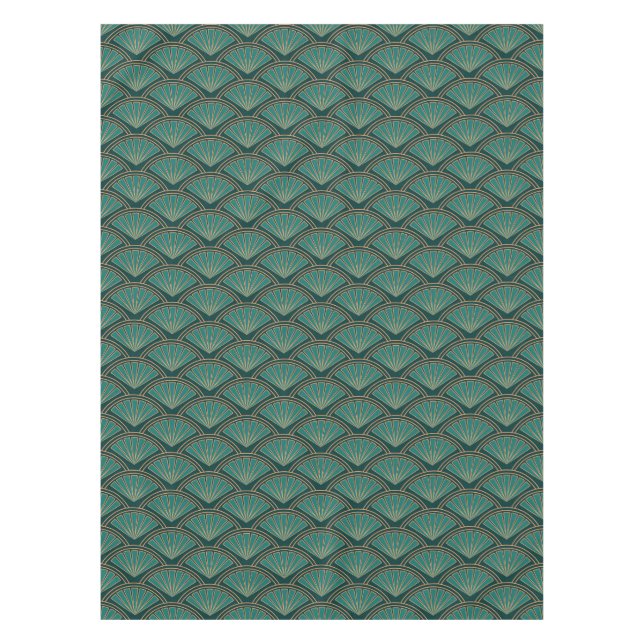 Art Deco style pattern in teal green colour Tablecloth (Front)