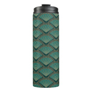 Art Deco style pattern in teal green colour Thermal Tumbler