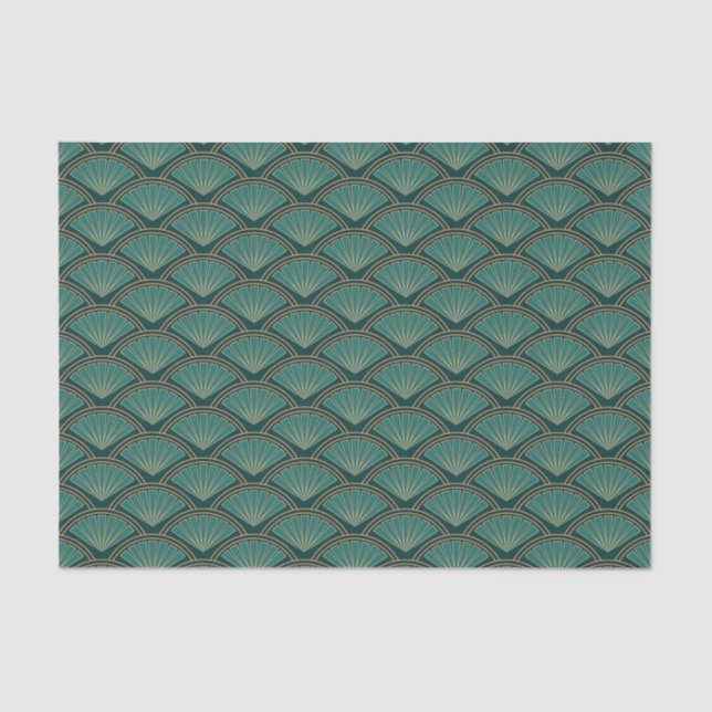 Art Deco style pattern in teal green colour Tissue Paper (Front)