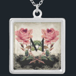 Art Deco Style Peacock Black n Cream Vintage Lace Silver Plated Necklace<br><div class="desc">COLOR PALETTE: black, cream, tan, aqua blue, royal blue, green purple and gold. DESIGN COLLECTION: Beautiful to use for bridesmaid, maid of honour and other wedding party jewellery. This artwork is a mix of brand new watercolors by Audrey Jeanne Roberts and layersof vintage art elements including:Carved etched printer's ornament decorative...</div>