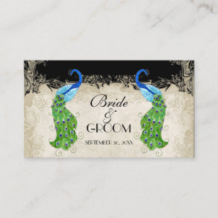 Art Deco Style Peacock Black Table Number Cards