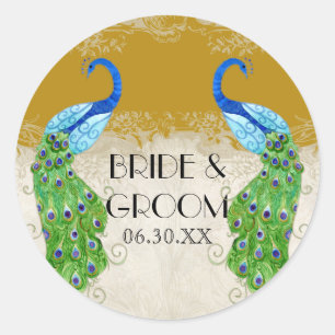 Art Deco Style Peacock Gold Favour Gift Tags Seal