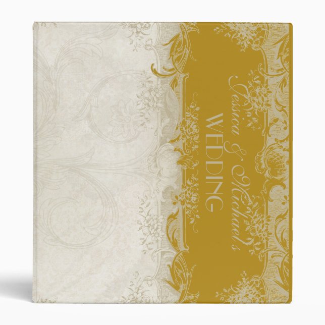 Art Deco Style Peacock Gold Vintage Lace Binder (Front)