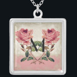 Art Deco Style Peacock Vintage Lace Silver Plated Necklace<br><div class="desc">COLOR PALETTE: rose, cream, tan, aqua blue, royal blue, green purple and gold. DESIGN COLLECTION: Beautiful to use for bridesmaid, maid of honour and other wedding party jewellery. This artwork is a mix of brand new watercolors by Audrey Jeanne Roberts and layers of vintage art elements including:Carved etched printer's ornament...</div>