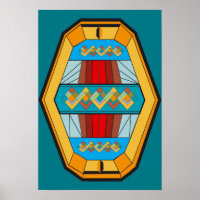 Art Deco Style Poster with Gem Shape