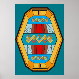 Art Deco Style Poster with Gem Shape