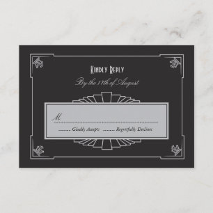 Art Deco Style RSVP Card (Silver)