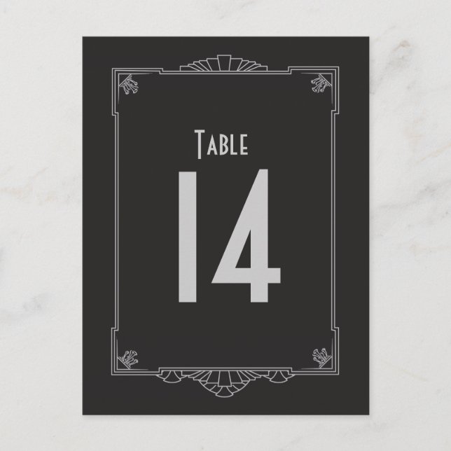 Art Deco Style Table Numbers (Silver) Postcard (Front)