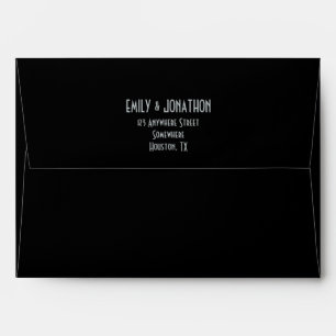 Art Deco Style text Black Silver name address Envelope