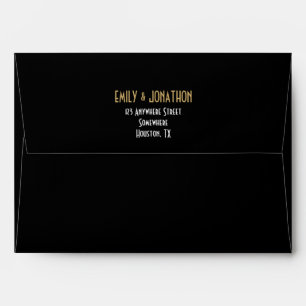 Art Deco Style typography Black Gold name address Envelope