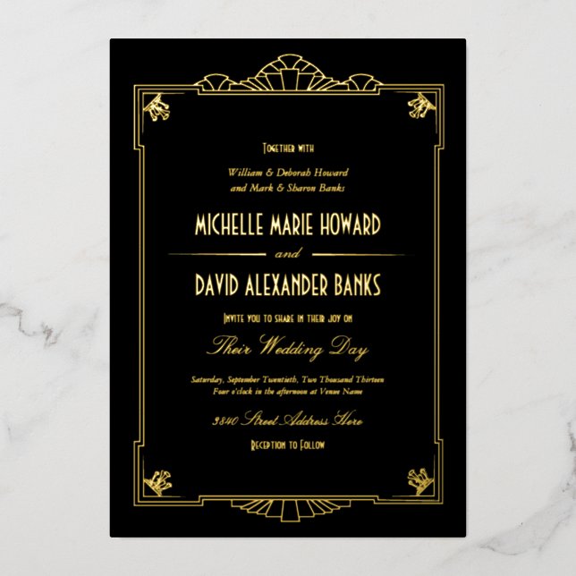 Art Deco Style Wedding Gold (Front)