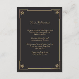 Art Deco Style Wedding Insert Card