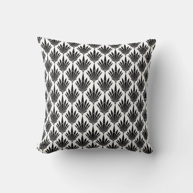 Art Deco Stylish Monochrome Throw Pillow (Front)