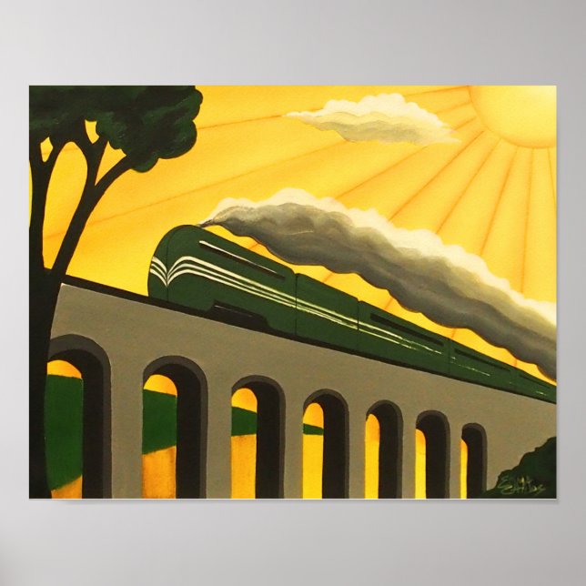 Art Deco Stylish Vintage inspired train poster (Front)