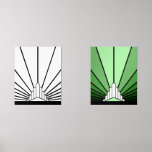 Art deco sun<br><div class="desc">A classic art deco style sun pattern created in black and white and green. 

An iconic pattern of the sun rising from behind a stylized art deco shaped building. A simple yet elegant design,  true to the era.</div>