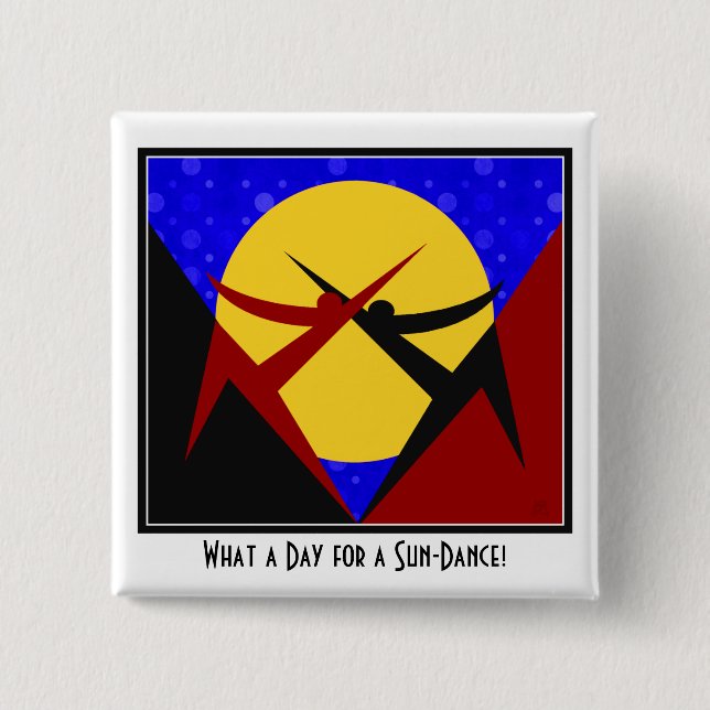 Art Deco Sun-Dance 2 Inch Square Button (Front)