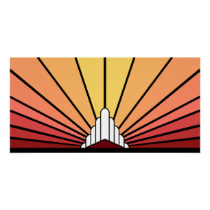 Art deco sun dawn poster