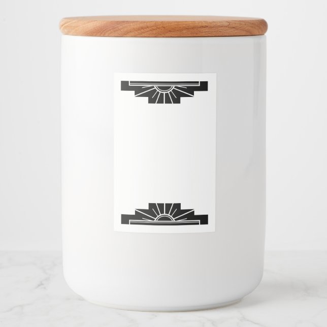 Art deco sun element in black food label (Front)