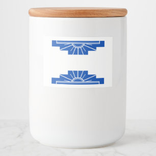 Art deco sun element in dark blue food label
