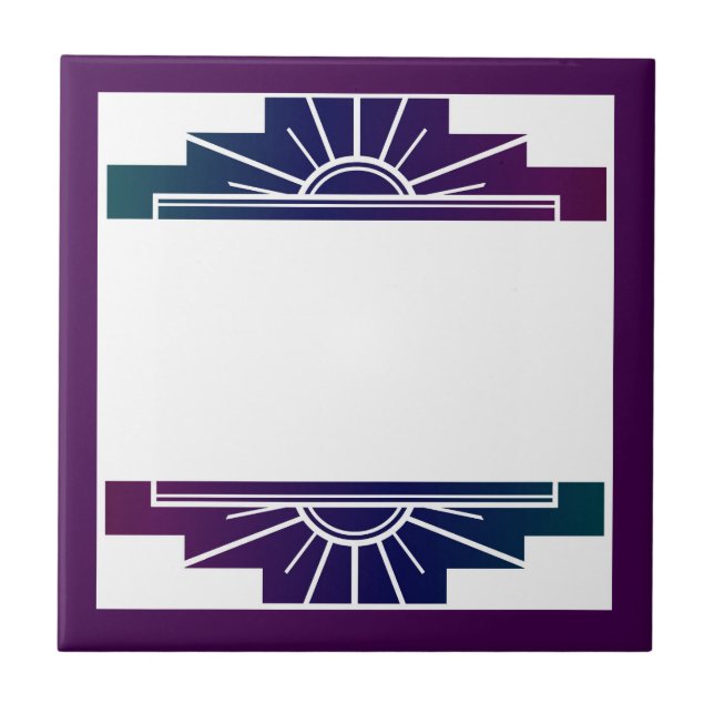 Art deco sun element in dark colors tile (Front)