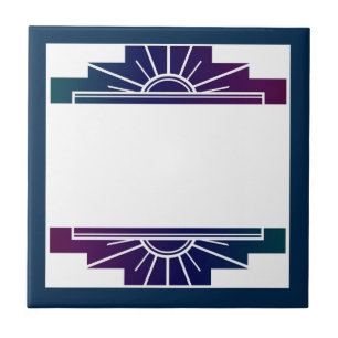 Art deco sun element in dark colours tile